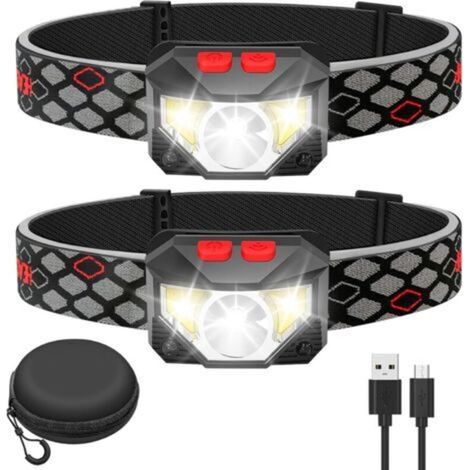 Lampe Frontale LED ,2 Pièces Super Lumineux Capteur De Mouvement Lampe, 1500 Lumens 10 Modes Torches Frontales 1200mAh Rechargeable USB, Lampe Torche Étanche, Camping, Randonnée, Pêche, Travai (1/5)