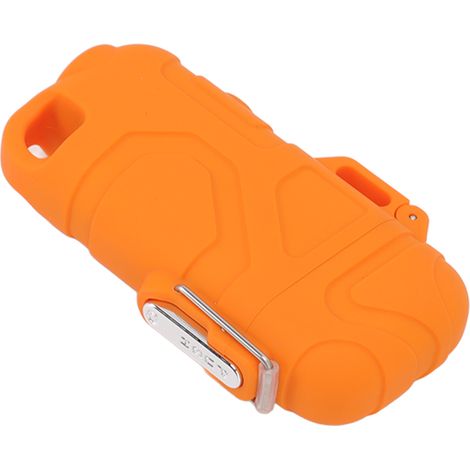 Briquet plasma à double arc, coupe-vent, étanche, sans flamme, USB, avec lampe torche réglable à 3 niveaux, orange.