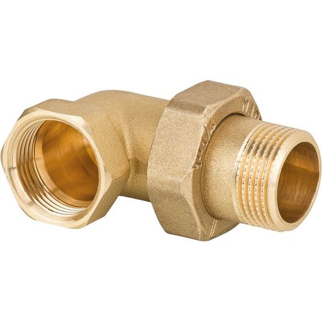 Effebi Winkel-Verschraubung Winkel 90 Grad, DN 25 1", 3-teilig, flachdichtend, Messing