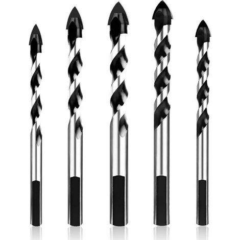 Concrete drill bits for drills – Set of 5 tungsten carbide drill bits – Sizes 6/8/10/12 mm – Abrasion resistant for hard materials (1/5)