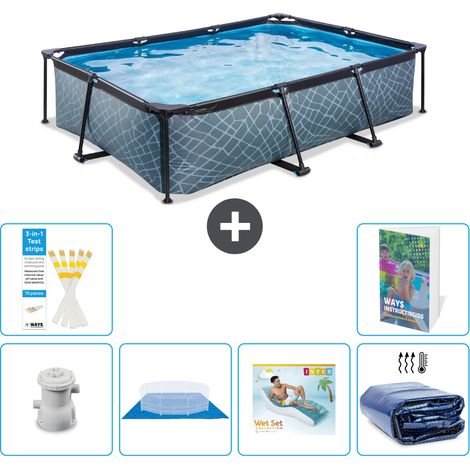 Exit Pool Rechteckig - Steinoptik - 300x200x65 cm - 7-teilig S345