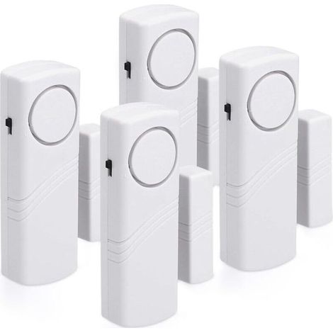 Alarme Porte/Fenêtre Sans Fil – Lot de 4 – Détection Magnétique, Sécurité Anti-Intrusion pour Maison, Sirène 100 dB (1/4)