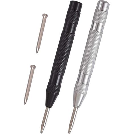 Lot de 2 perforatrices automatiques à ressort de 12,7 cm, tension réglable, avec 2 pointes de rechange (1/4)