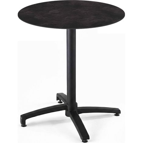 Table de jardin ronde 60 cm inclinable aluminium et HPL ardoise