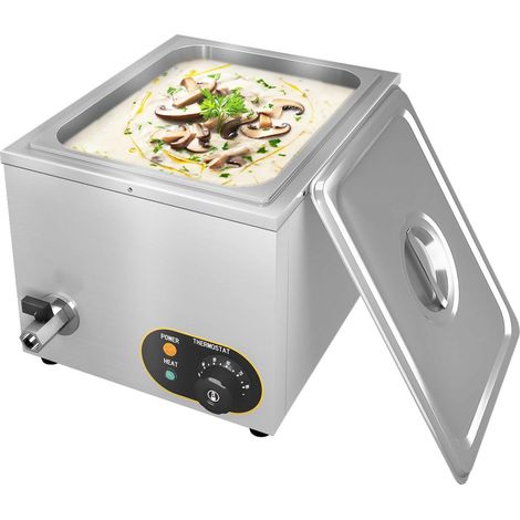 Bain Marie électrique, Table à Vapeur en Acier Inoxydable avec contrôle de température,1x1/2 GN casseroles avec couvercles et Robinet,600W, pour la Maison et Les Restaurants (1/5)