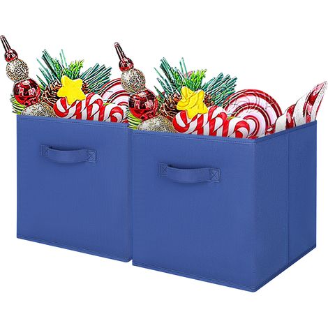Trintion 2 Pcs Foldable Storage Boxes 27x27x28cm Folding Box Folding Collapsible Organiser For Home And Office(Blue) (1/5)