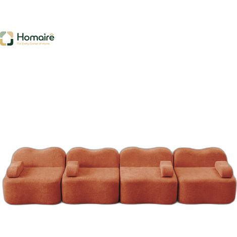 Canapé modulable en velours orange avec accoudoirs 384 x 98 x 70 cm HOMAIRE (1/5)