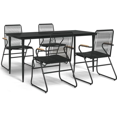 Ensemble à manger de jardin 5 pcs  Mobilier de jardin Noir Rotin PVC (1/5)