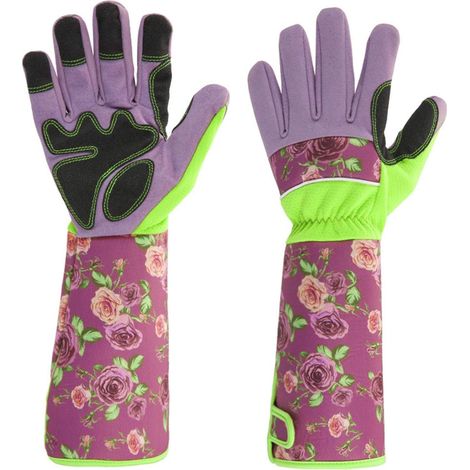 Gants de jardinage à manches longues avec protection des poignets pour travaux de jardinage, taille des rosiers, unisexe, une paire violette (1/5)