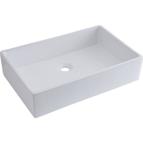 Milano Westby 600mm x 390mm White Ceramic Rectangular Countertop Bathroom Basin Sink - Basin Only (1/4)