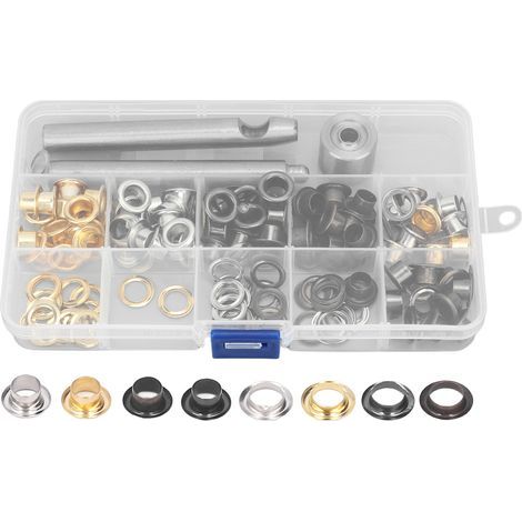 Set mit 160 rostbeständigen Metallösen, 8 mm, 4 Farben, für Lederreparatur und -verzierung (1/5)