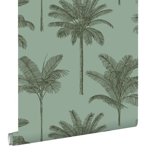 papier peint palmiers vert grisé - ESTAhome (1/5)