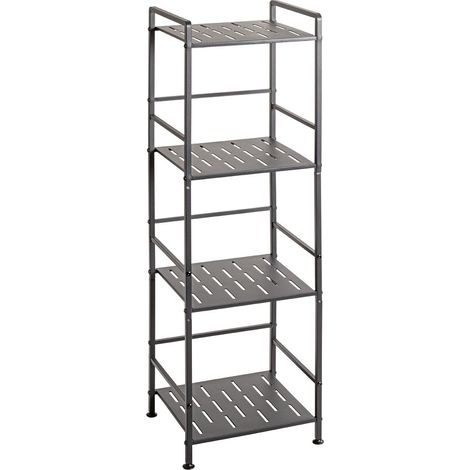 Etagère de 4 niveaux meuble de rangement en métal Gris anthracite - Longueur 33 x Hauteur 106 x Profondeur 28 cm (1/5)