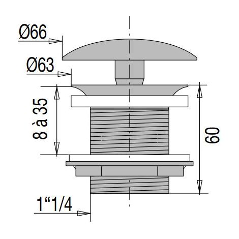 Valentin – Bonde de lavabo champignon laiton chromée H60 33x42 – Clapet de contrôle – Écoulement fluide – Design élégant (1/5)