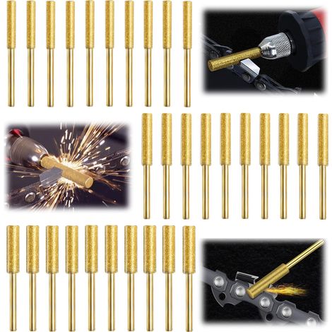 30-teiliges Kettensägenketten-Schärfset, Diamant-Kettensägenkettenschärfer, Kettensägenkettenfeile, 3 verschiedene Größen zum Schärfen und Schleifen der Kettensäge