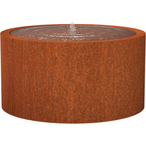 Adezz Wassertisch rund Corten-Stahl Rost Wasserspiel LED verschiedene Größen 145x75 cm (1/5)