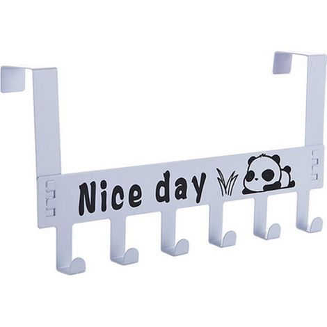 6 Hooks Over The Door Hooks Strong Load Bearing Capacity Space Saving Metal Door Hanger Hooks for Coat Hat Bag White (1/5)