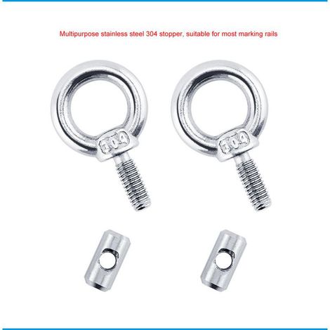 6 pièces boulon à œil d'épaule, boulons à œil en acier inoxydable 304 boulon à œil en acier inoxydable robuste garde-corps d'auvent anneau de suspension fixe anneau de rail coulissant rond (1/4)