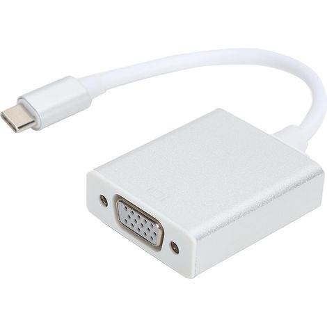 Adaptateur Type-C vers VGA, convertisseur compact argenté mâle-femelle, compatible avec OS X. (1/4)