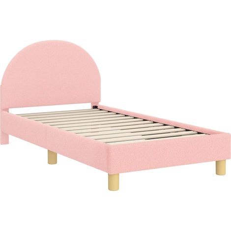 Children's Bed Frame with Headboard Pink 80 x 160 cm Bouclé vidaXL