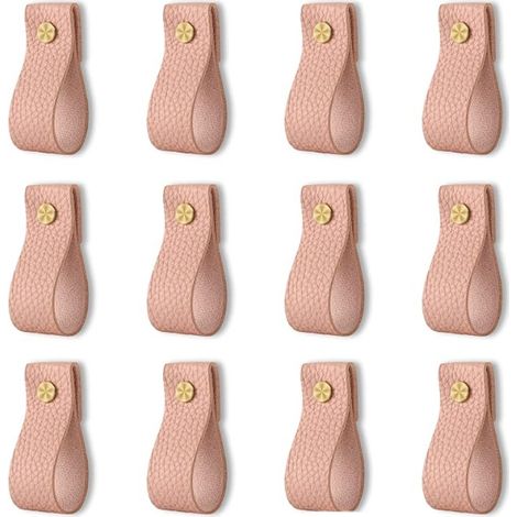 12 pièces poignées en cuir simples, poignées de tiroir de commode, poignées souples, améliorent l'apparence des meubles, remplacement parfait pou (1/5)