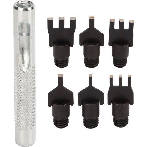 Lederlocher-Set aus Kohlenstoffstahl, handliches Lochwerkzeug für Gürtel und Lederarbeiten, mit austauschbarem Zubehör, DIY (1/5)