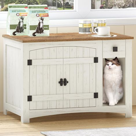 Meuble Litiere Chat, Maison de Toilette Chat avec et Tiroirs (1/5)
