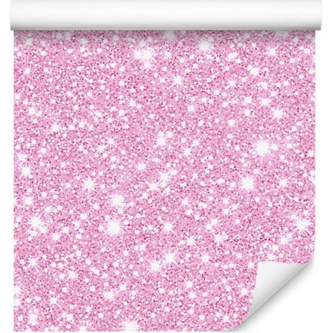 Papier peint à paillettes, fond rose poudré, centre rose poudré, 50 x 1000 cm (1/5)