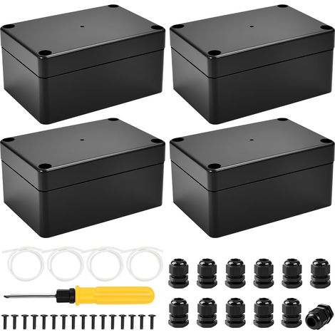 Lot de 4 Boite de Jonction Electrique Boite de Derivation Etanche IP67 Boitier Plastique Electronique Extérieur Boîtes de Jonction Étanches - 100 x 68 x 50 mm - pour Installations Électriques (1/5)