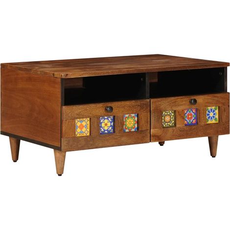 TV-Schränk mit Regal Walnuss 70 x 33 x 46 cm Massivholz Mango vidaXL