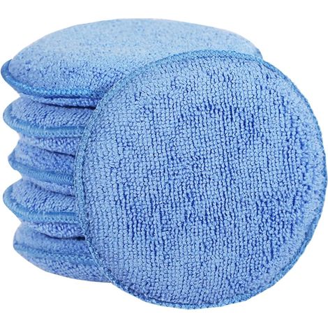 Tampons applicateurs en microfibre pour lavage de voiture, applicateur pour lavage de voiture, tampons en mousse pour le lustrage et le polissage fin (diamètre 5 pouces, lot de 6) (1/5)
