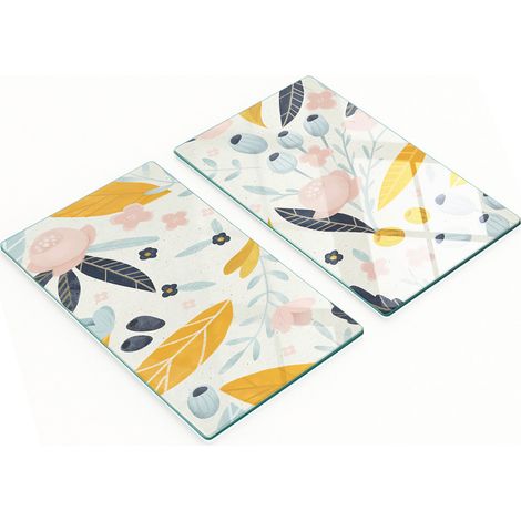 Tableros de vidrio decorativos multifuncionales con estampado de plantas, 2x30x52 cm.