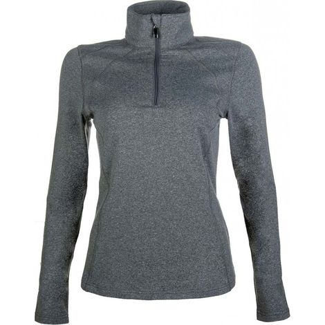 Maglietta tecnica per donna a manica lunga con zip modello Mio: L, blu screziato 2175 (1/5)