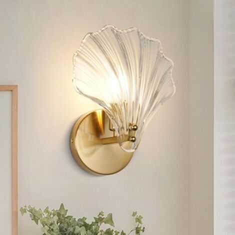 Applique murale en forme de coquillage, applique en verre en forme de coquillage, douille E14, luminaires modernes (sans ampoule) (1/5)