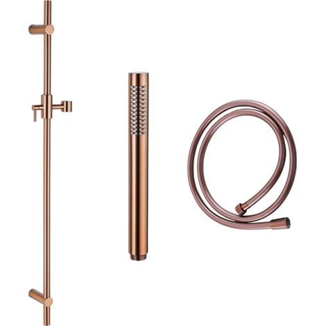 FugaFlow Eccelente Ensemble barre coulissante avec douchette à main, flexible de douche lisse Cuivre brossé PVD