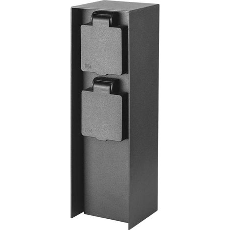 V-TAC Multipresa Giardino 2x Prese Schuko 16A Acciaio Nero 70x230mm IP44