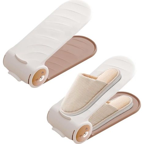 Organizzatore per scarpe - Impilatore per scarpe - Salvaspazio - Doppio strato - 2 pezzi - Beige (1/5)