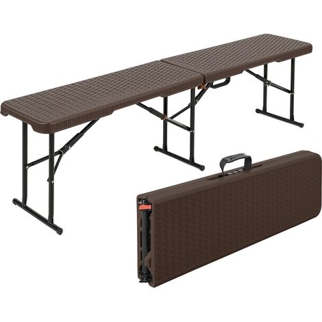 Banc pliant aspect rotin, 183 × 28 × 43 cm, résistant aux intempéries - Pratique pour jardin & terrasse (1/5)