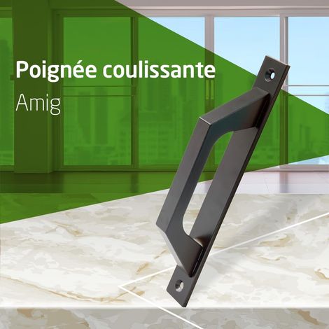 Poignée de Porte Droite - 198 x 25 x 40 mm - Design Fonctionnel et Confortable - Noir - Aluminium - Pour Portes Coulissantes ou Battantes (1/4)