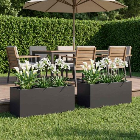 vidaXL Macetero de Jardín 2 uds. Negro 100 x 40 x 40 cm (1/5)