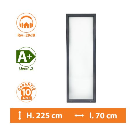 Direct Fenêtres – Fenêtre PVC châssis fixe gris anthracite – Double vitrage 4/16/4 – Isolation thermique A+ – Dimensions H.225 x l.70cm (1/5)