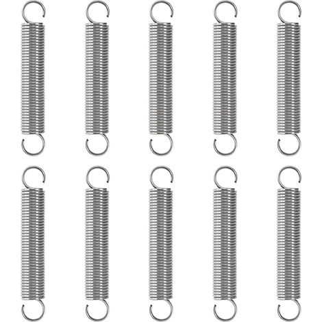 10 Pièces - Ressort De Traction - Acier Inoxydable - Double Crochet Pour Fixation - Résistant À La Corrosion - Pour Bricolage Et Industrie - Argent - 1,1x10x60 Cm (1/5)