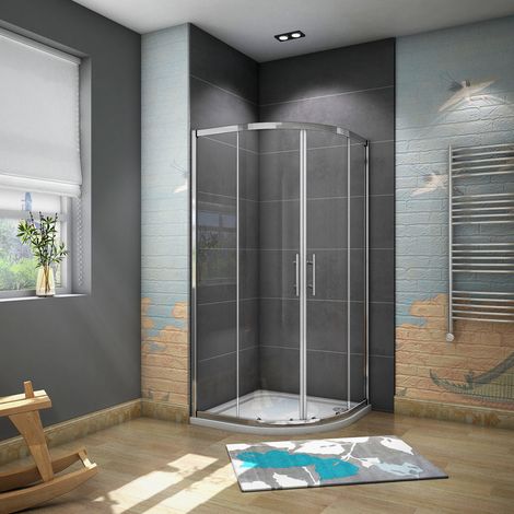 195 cm Box Doccia Semicircolare Porte Scorrevoli Vetro Temperato 6 mm Trasparente Anticalcare Telaio Cromato Lucido 80x80 cm (1/5)