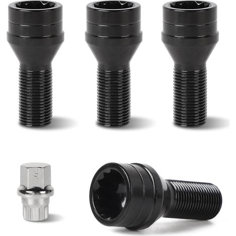 x M14 x 1,25 mm Radbolzen mit Sicherheitsmuttern, kompatibel mit BMW & Mini (OE: 36136776076) (1/5)