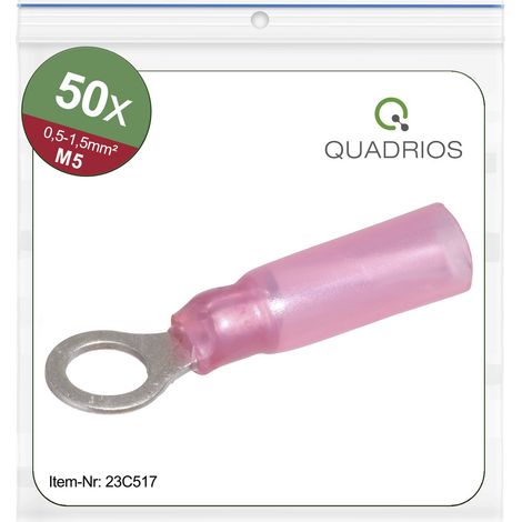 Quadrios 23C517 Ringkabelschuh Querschnitt (max.)=1.5 mm² Loch-Ø=5.3 mm Teilisoliert Rot 50 St. (1/5)