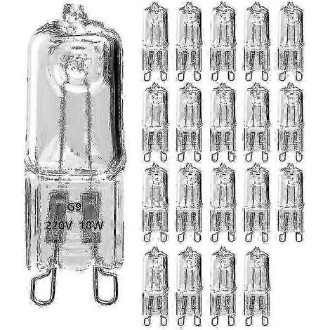 Ampoules halogènes G9 18 W, lot de 20, transparentes et à intensité variable pour suspensions (1/5)