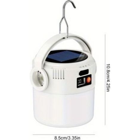 Lampe de Camping 2-en-1 Solaire & USB Lampe Suspendue Portable avec Torche COB LED Haute Puissance pour Extérieur et Urgences (1/5)