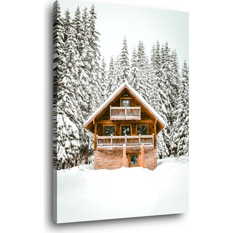 Tableau sur toile chalet 30x45 cm - Impression sur Toile Murale Décorative - Image imprimée en HD sur Toile - Toile sur Châssis en Bois FSC - Fabriqué en France (1/5)