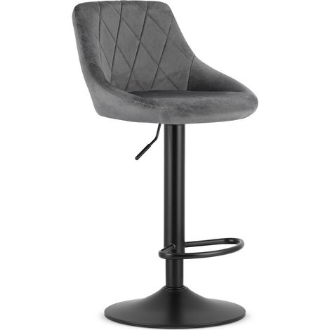 Sgabello da bar girevole OSKAR KAST velluto grigio con base nera (1/5)