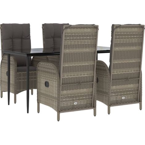 Muebles de comedor y cojines de jardín 5 piezas negro y gris 020014861 (1/5)